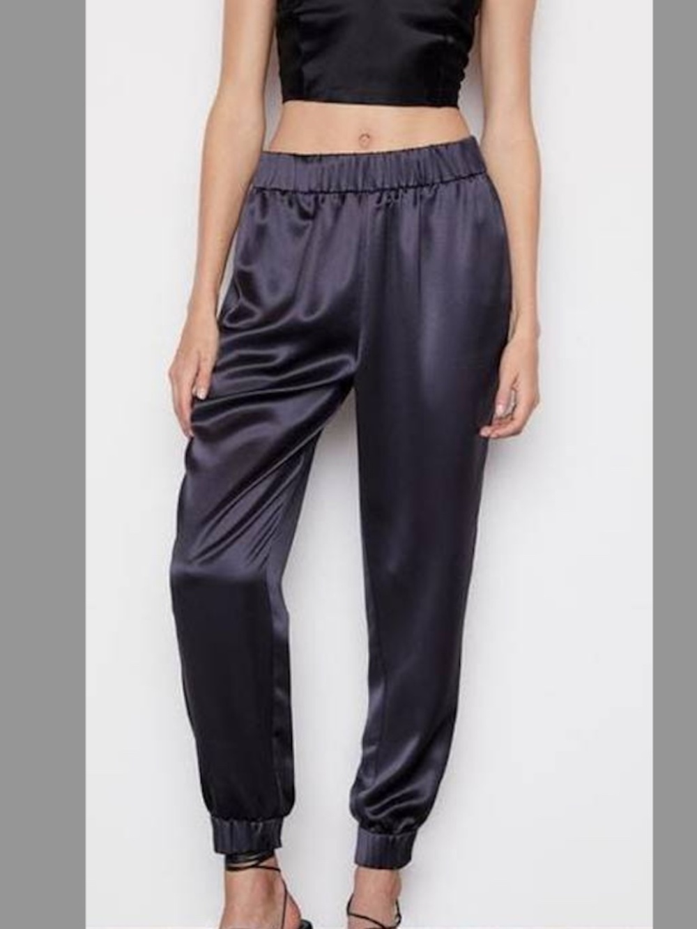 EUC NAVY SATIN SHINE JOGGER HAREM PANTS Sz Small